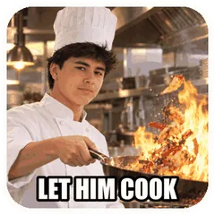 Steven cooking, captioned Let him cook